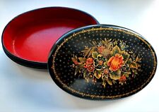 Mstera 1950's Russian Lacquer Box Vintage Bouquet Flowers Handmade Palekh picture