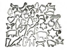 Vintage Lot of 40 Aluminum Cookie Cutters- Holiday, Animals, Stars, Hearts picture