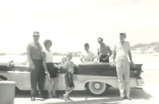 1958 Ford Fairlane 500 Skyliner Convertible Classic Beach 3.5x3.5 Real Photo VTG picture