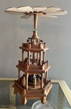 Vtg 60s Christmas Carousel Nativity 3 Tier Wood Windmill Candle Powered READ picture