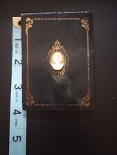Vintage 1940s Leather Cover Desk Notepad w/Cameo & Pencil Germany  picture