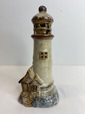 Ceramic Lighthouse Glazed Figurine Votive Candle Holder 8” 0702C. picture