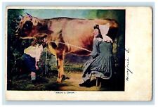 c1905 Mother And Daughter Drinking Cow Rochester New York NY Antique Postcard picture