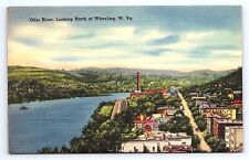 Postcard Ohio River Looking North at Wheeling West Virginia WV picture