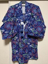 Japanese Summer Kimono Yukata Cotton Robe Only Blue Fireworks Unisex Toddler picture