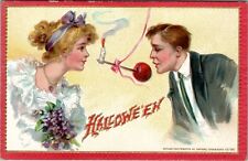 Halloween Couple Bobbing Apple by Smoking Candlelight 1910 Tuck Postcard V16 picture