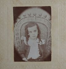 Wiley Eyes Young Girl Studio White Dress Small Antique Matted Photograph picture