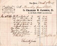 c1869 Charles H Jacobus Carpenter & Builder 508 Pearl St New York NY Billhead picture