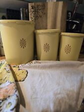 Vintage Tupperware Canister Set Yellow Lids Nesting  Set of 3 picture