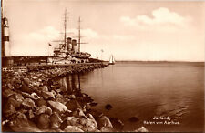 Ship Aarhus Bay Coast Jutland Denmark Trinks-Bildkarte Postcard RPPC picture