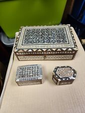 3 Moorish Handcrafted Middle Eastern Mosaic Inlaid Decorative Boxes picture