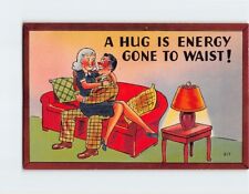 Postcard A Hug Is Energy Gone To Waist with Lovers Comic Art Print picture