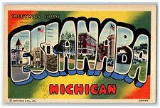1958 Exterior Greetings From Escanaba Michigan MI Big Letters Multiview Postcard picture