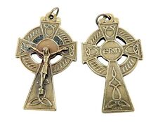 Bronze Toned Base Irish Catholic Celtic High Cross Crucifix Pendant, 1 3/4 Inch picture