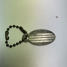 Vintage Metal ID Tag Keychain Fob SOCIAL SECURITY  picture