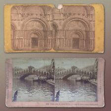 c1895-96 TWO STEREOVIEW PHOTOS ST. MARK'S CATHEDRAL/RIALTO BRIDGE VENICE, ITALY picture