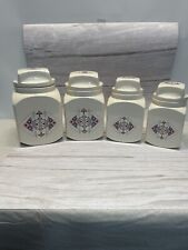 Vintage Farmhouse/Country Ceramic Kitchen Canister Set Of 4 Signed BL picture