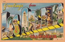 c1940 Large Letter Greetings from Los Angeles, CA. Linen Unposted picture