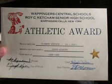 1968 WAPPINGERS CENTRAL SCHOOL ATHLETIC AWARD CERTIFICATE & PHOTOS BBA-40 picture