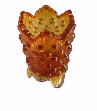 Vintage FENTON Hobnail Toothpick Holder Amberina Art Glass 3 Footed   picture