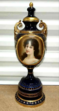Antique Austrian Royal Vienna Cobalt Porcelain Portrait Urn, 16