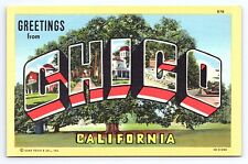 Postcard Greetings from Chico CA California Large Letter Linen Unposted picture