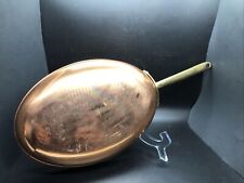 Vintage Copral Oval Copper Fish Sauté Pan Brass Handle Tin Lined 7.25” x 10.25” picture