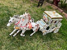 Vintage Large Capodimonte Porcelain Horse With Carriages for picture