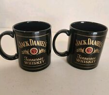 Vtg Jack Daniels Whiskey Mug Black Old Red No 7 Tennessee Coffee Cup Set Of 2  picture