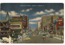 Wichita KS Postcard Kansas Douglas Avenue Night View picture