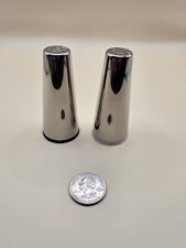 Vintage MCM Stainless  3 1/4”  Salt and Pepper Shakers Set Cone Shaped USA picture