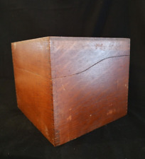 Vintage Square Oak Wood Dovetail Large File Box with Hinged Lid Chicago Office picture
