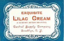 Central Supply Co Antique Label 1910s Exquisite Lilac Cream Shaving 1.75 x 3 picture
