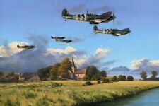 Dawn Till Dusk by Richard Taylor Aviation Art signed by FOUR WWII Spitfire Aces picture