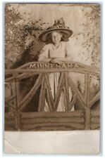 c1910's Woman Minehaha Falls Minneapolis Minnesota MN RPPC Photo Postcard picture