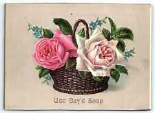 c1880 DAY'S SOAP PHILADELPHIA PA ROSES EMBOSSED LARGE VICTORIAN TRADE CARD Z4106 picture