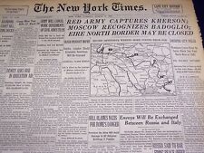 1944 MARCH 14 NEW YORK TIMES - MOSCOW RECOGNIZES BADOGLIO - NT 3729 picture