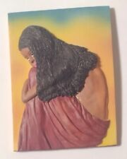Young Black Girl Beauty w/ Long Flowing Hair and Garment 3D Ceramic Tile Signed picture