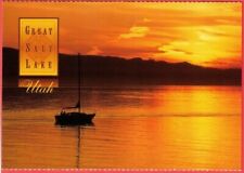 Great Salt Lake Scenic Sunset Boat on Lake Postcard picture