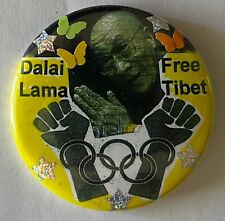 Free Tibet button Dalai Lama China cause protest human rights pin peace vintage picture