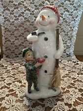 Vintage Sparkly Frosty “Snowman” Figurine Old World Look picture