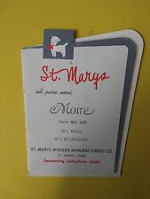 Vintage St Marys Moire Wool Blanket Tag Twin Bed picture