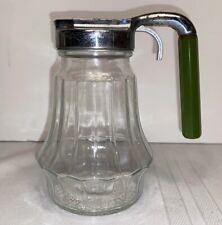 Vintage Federal Tool Corp. Retro Large Glass Syrup Pitcher Green Bakelite Handle picture