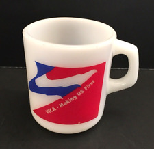 Vintage VICA Galaxy Milk Glass Mug 1983 EAGLE Red White Blue Club Coffee Cup picture
