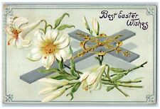 1909 Easter Cross Lily Flowers Tuck's Embossed Excelsior Springs MO Postcard picture