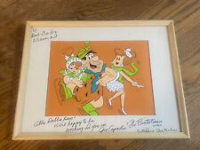 1960s Hanna Barbera Flintstones hand painted animation cell signed Ice Skating picture
