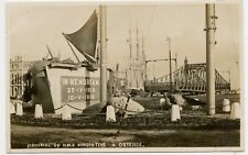 WWI H.M.S. Vindictive Memorial Ostend Belgium , Bridge, Sail Ship Photo Postcard picture