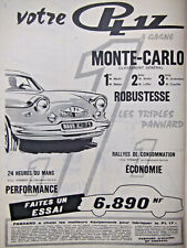 1961 PRESS ADVERTISEMENT YOUR PANHARD PL 17 WINS 24 HOURS DU MANS MONTE CARLO picture