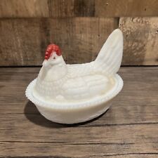 VTG  Westmoreland Milk Glass Chicken Hen Nest Covered Dish ~ 5 3/4
