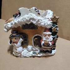Snow Covered Village House Candle Holder picture